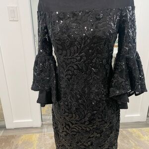 Calvin Klein Black sequenced cocktail dress, size 2.